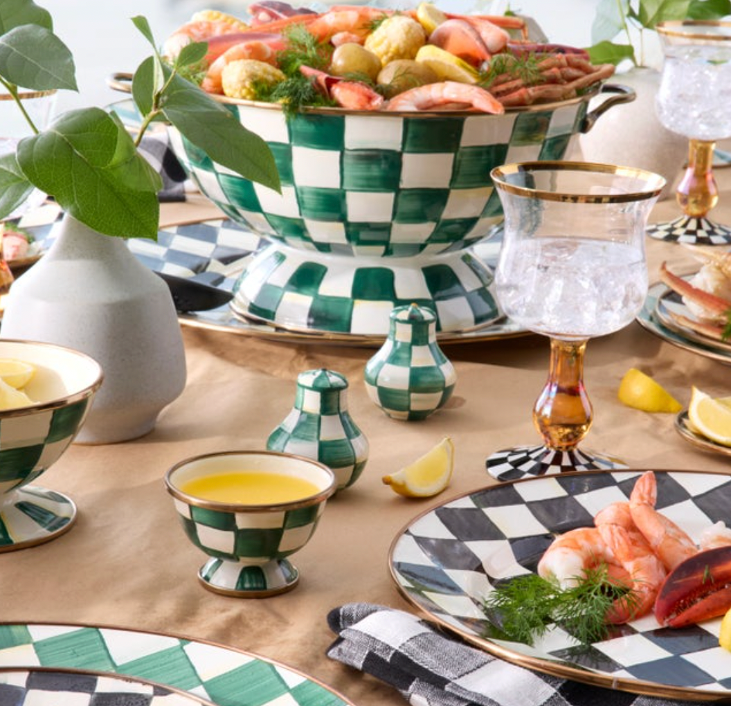 Emerald Check Salt & Pepper Shakers