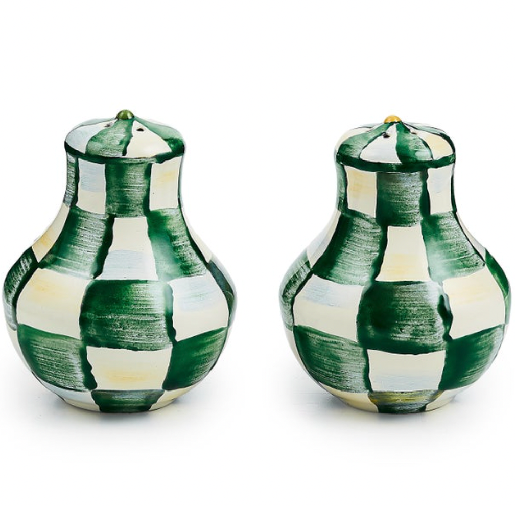 Emerald Check Salt & Pepper Shakers