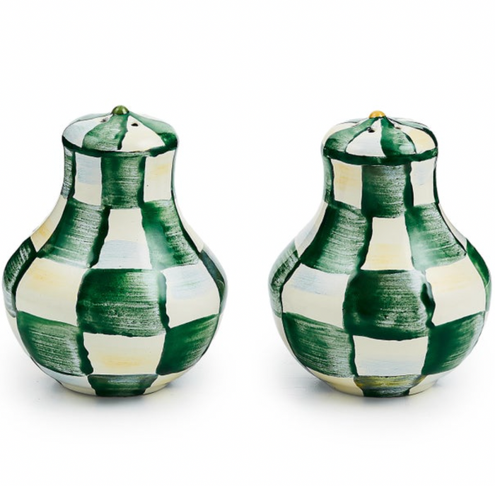 Emerald Check Salt & Pepper Shakers