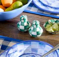 Emerald Check Salt & Pepper Shakers