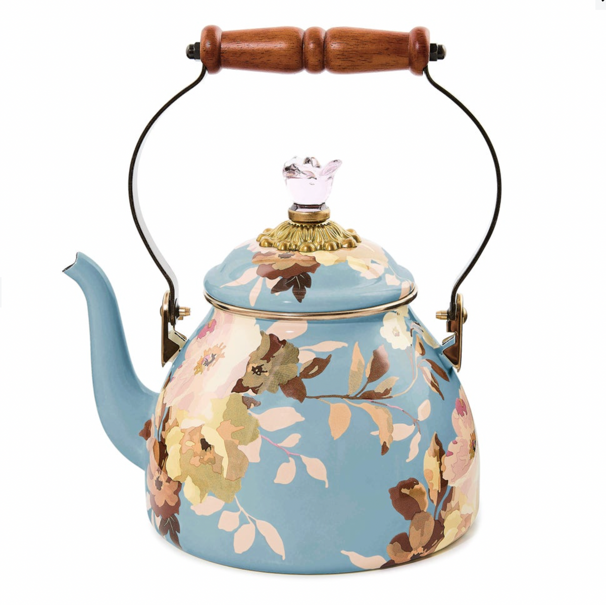 Wild Rose Slate 2 Quart Tea Kettle