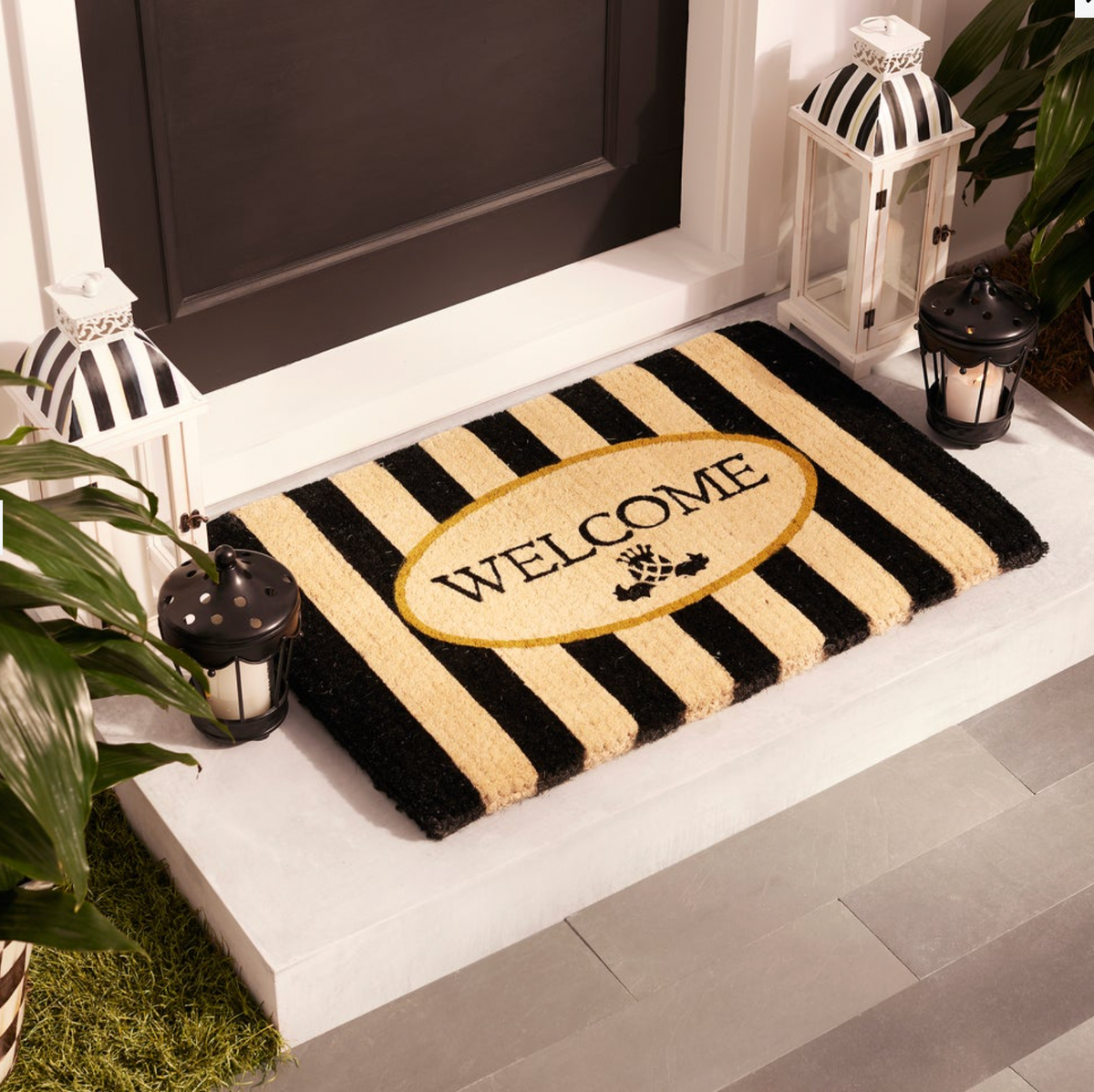 Welcome Awning Stripe Entrance Mat
