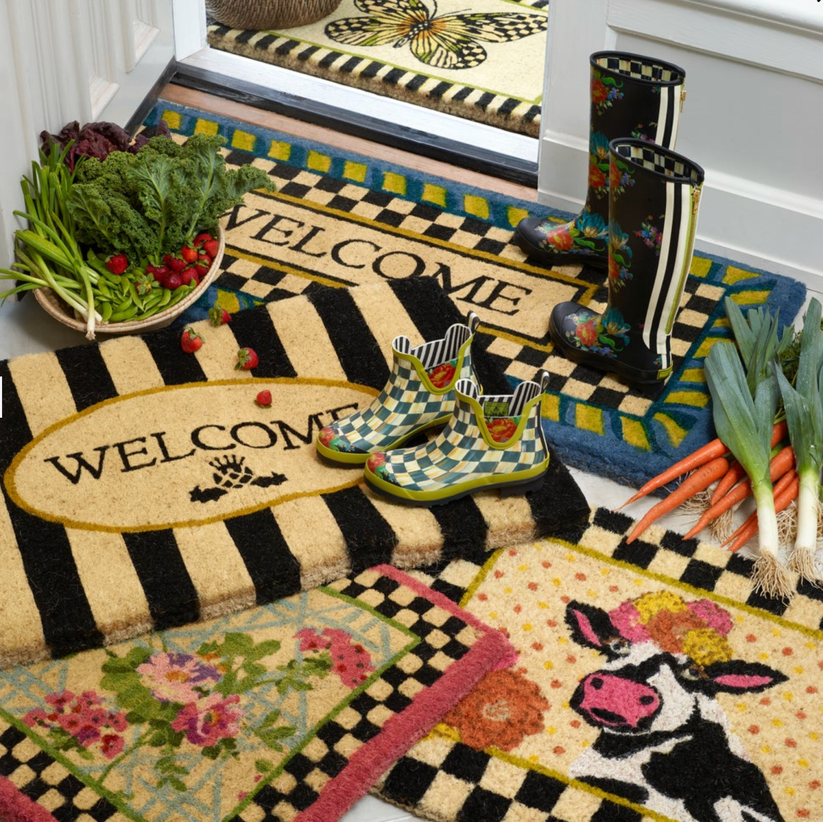 Welcome Awning Stripe Entrance Mat