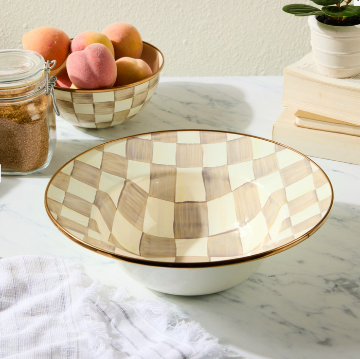 Mocha Check Serving Bowl