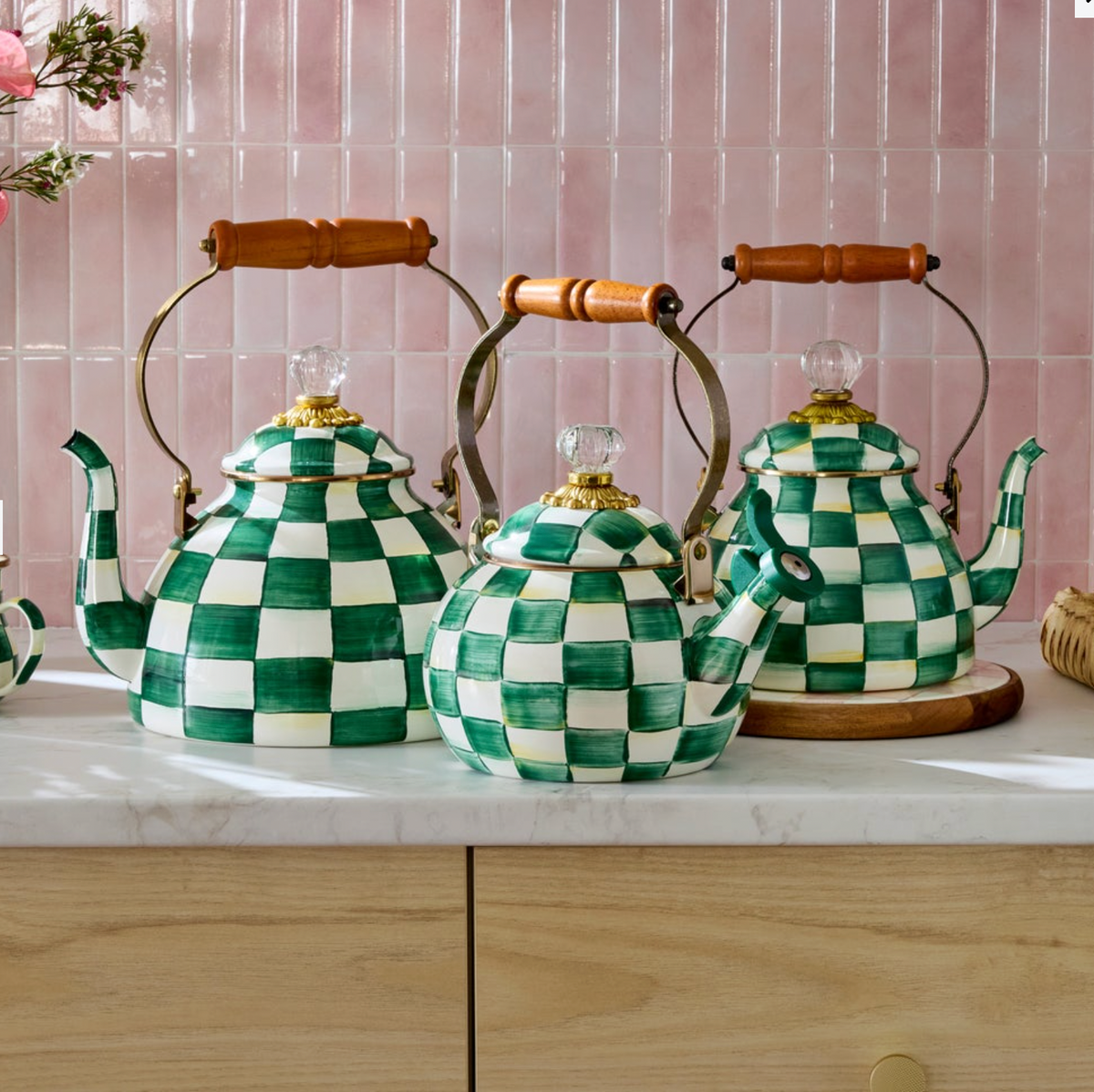 Emerald Check Whistling Tea Kettle