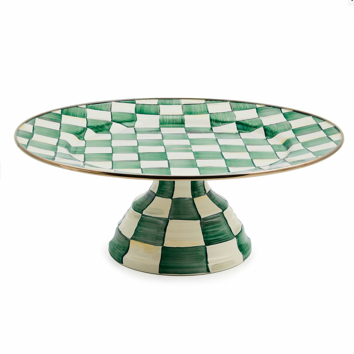 Emerald Check Large Pedestal Platter