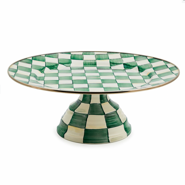Emerald Check Large Pedestal Platter