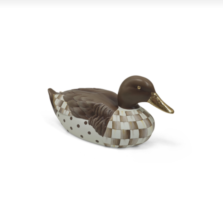 Mocha Check Mallard Duck Figurine