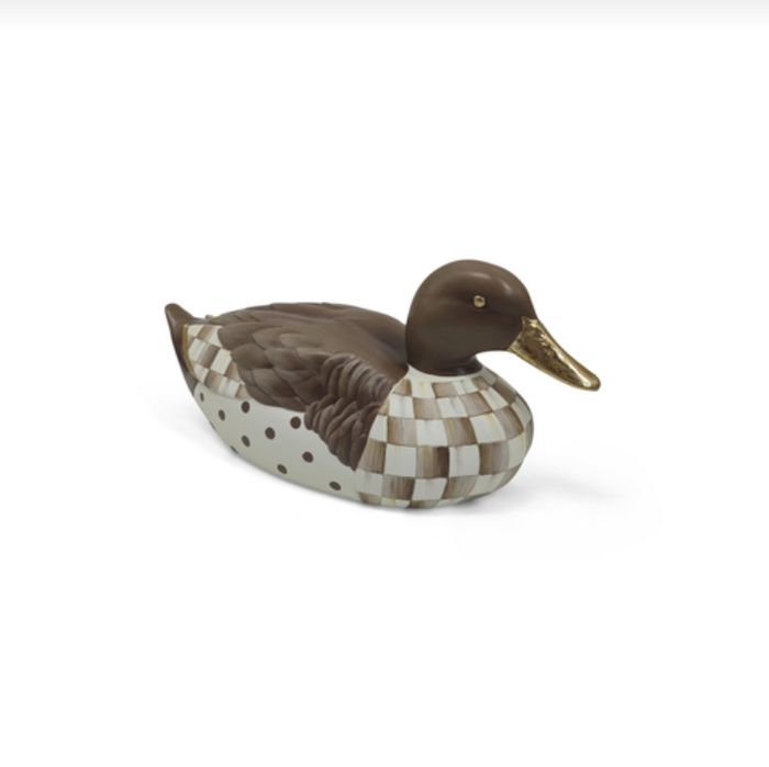 Mocha Check Mallard Duck Figurine