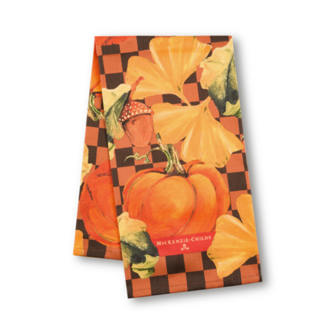 Checked Pumpkin Printed Dish Towel