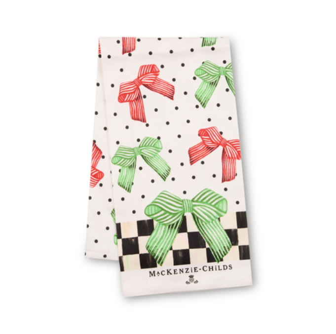 Holly Bow Printed Dish Towel