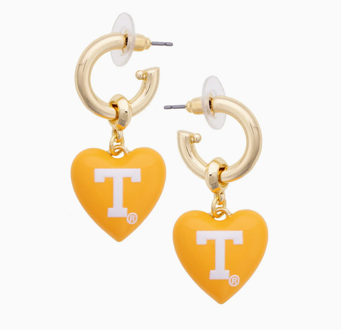 Tennessee Vols Heart Drop Earrings