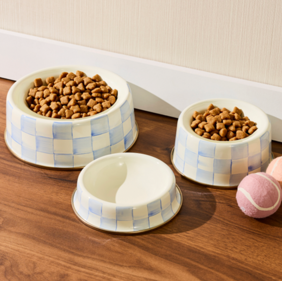 Sky Check Medium Pet Dish