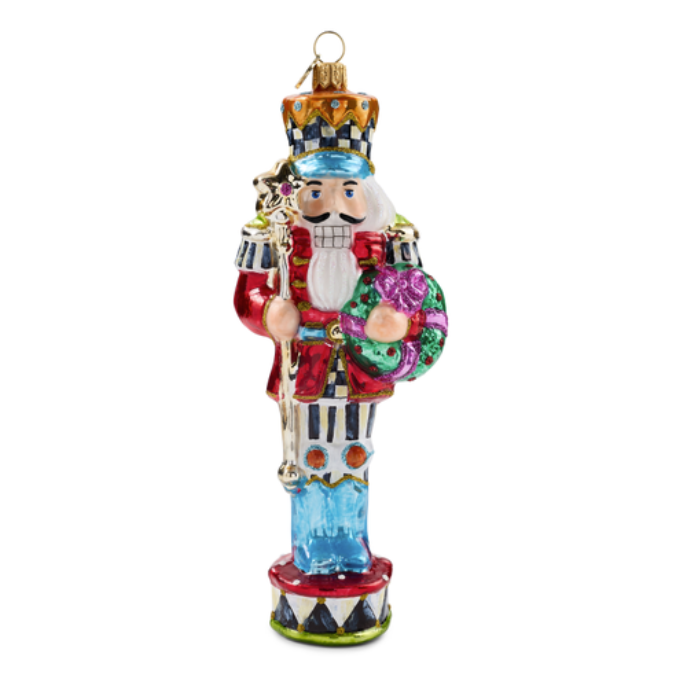 Confetti Christmas Nutcracker Glass Ornament