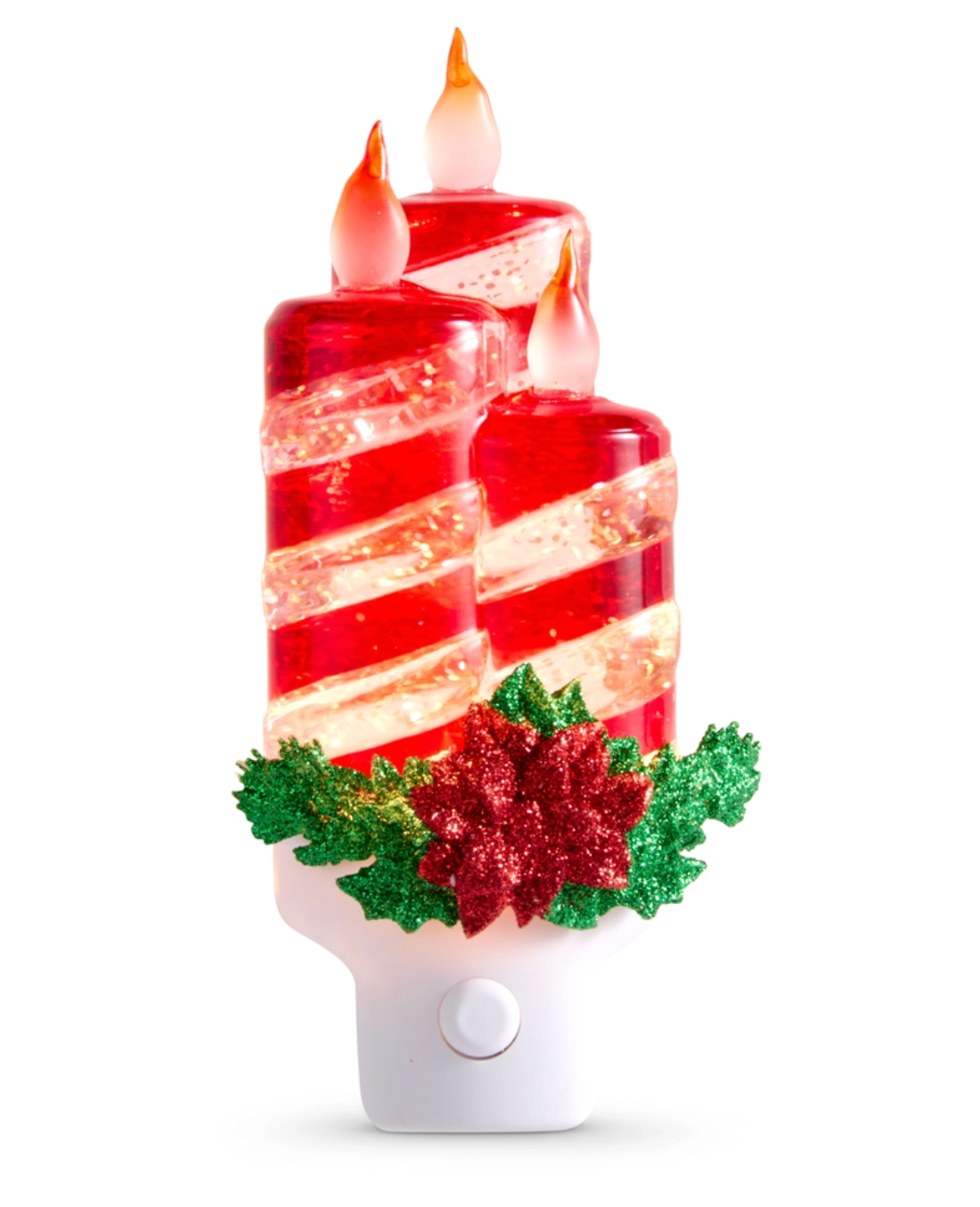 Swirling Glitter Peppermint Candle Night Light