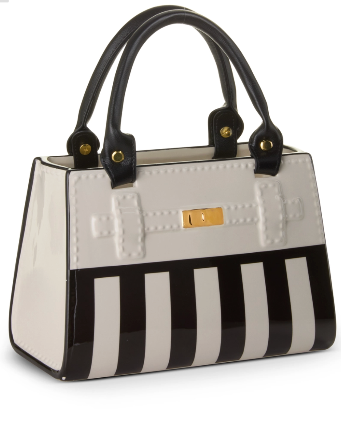 Black and White Stripe Purse Vase