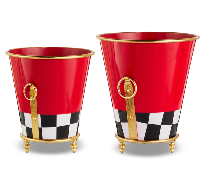 Red with Check Footed Planters