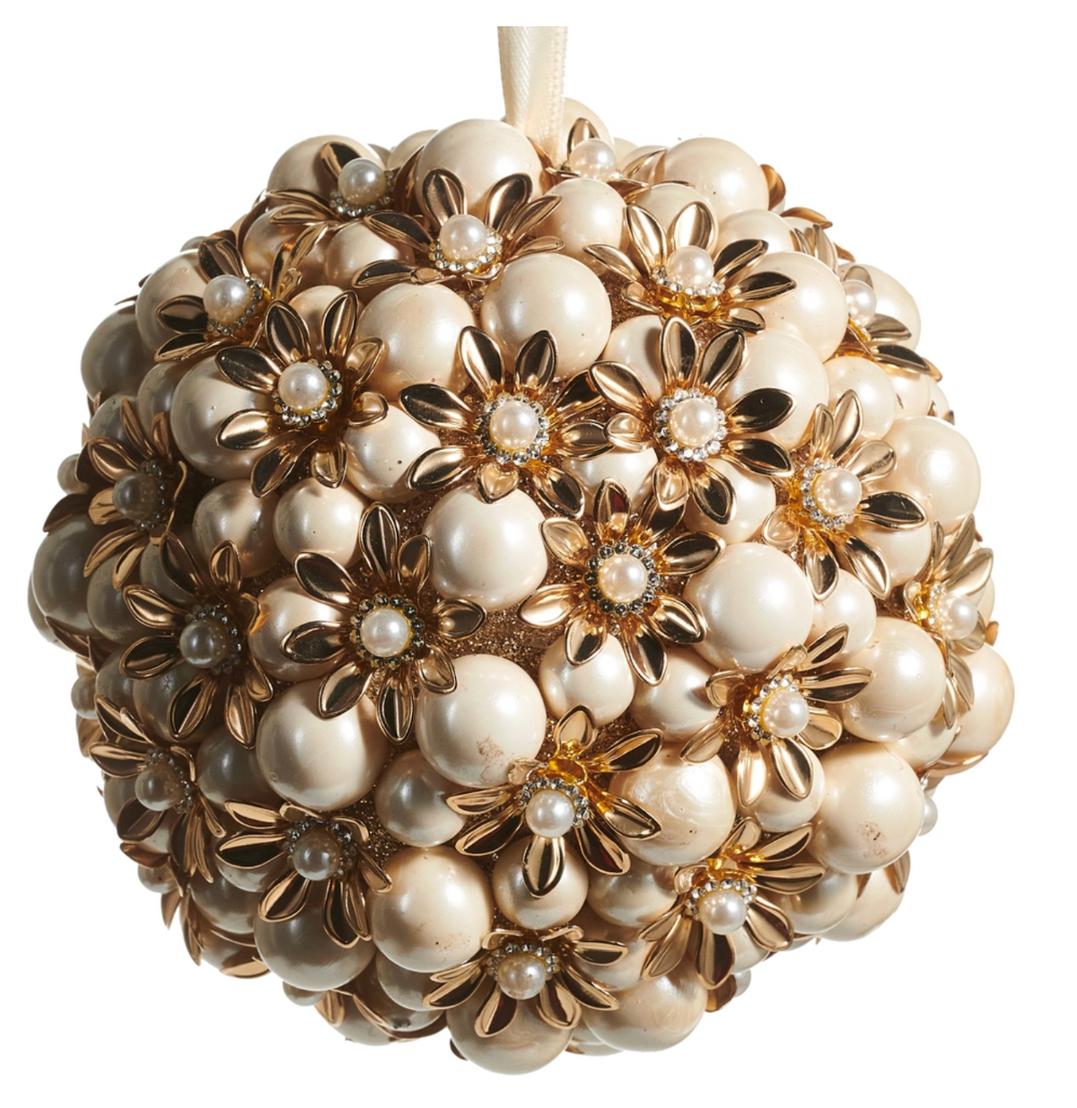 5" Pearl Floral Ball Ornament
