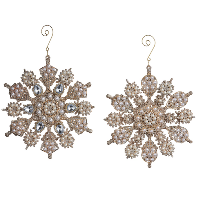 7" Pearl and Jewel Snowflake Ornaments