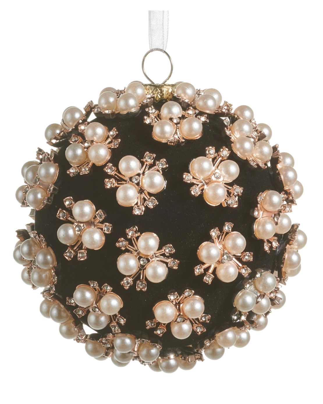 Pearl Clustered Black Ball Ornament