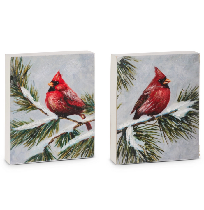 Cardinal on Pine Block