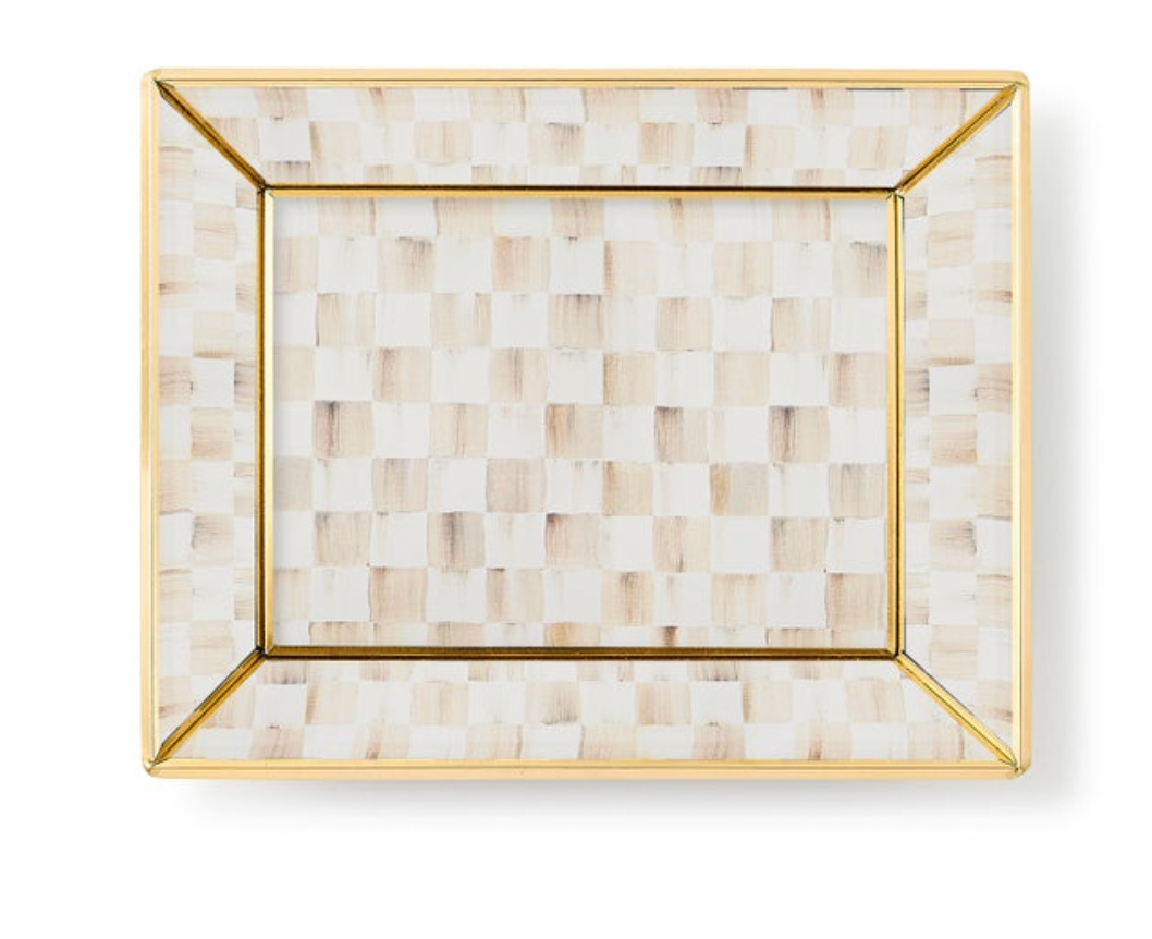Mocha Check Small Glass Tray