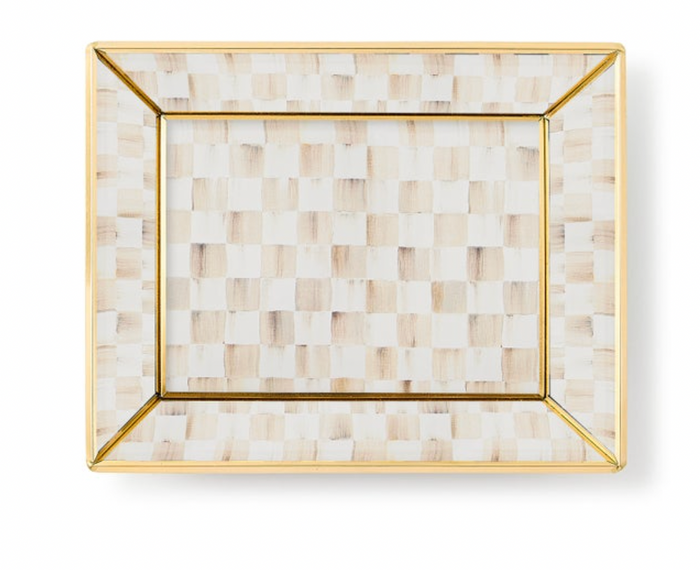 Mocha Check Small Glass Tray