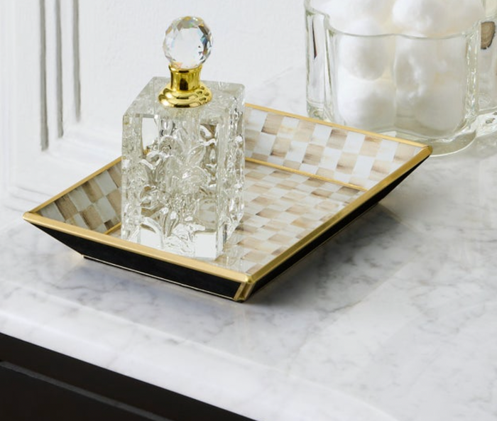 Mocha Check Small Glass Tray