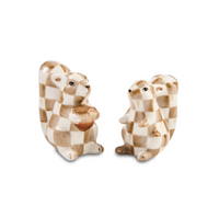 Mocha Check Squirrel Salt & Pepper Set