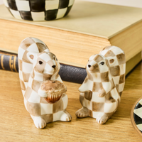 Mocha Check Squirrel Salt & Pepper Set