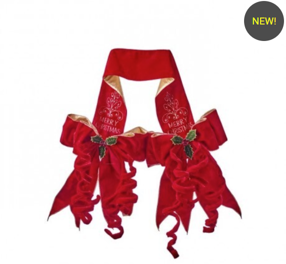 70" DOUBLE SIDED VELVET MERRY XMAS DOOR BOWS
