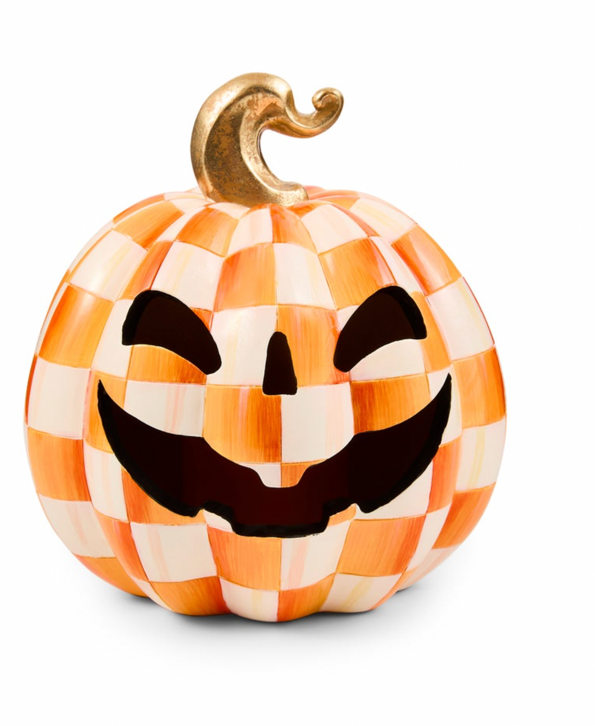 Orange Check Small Illuminated Jack O'Lantern