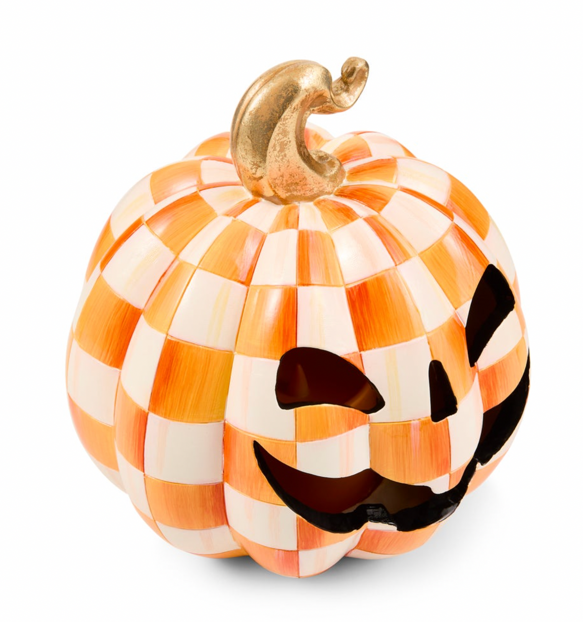 Orange Check Small Illuminated Jack O'Lantern