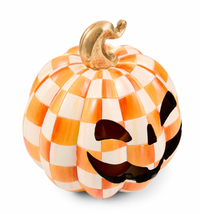 Orange Check Small Illuminated Jack O'Lantern