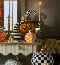 Orange Check Small Illuminated Jack O'Lantern