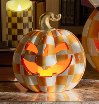 Orange Check Small Illuminated Jack O'Lantern