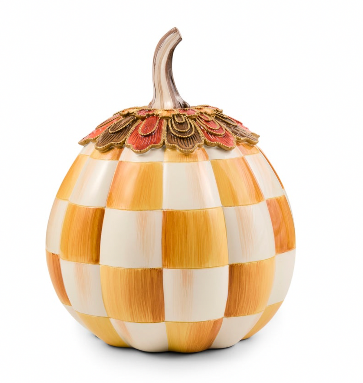 Harvest Glow Amber Check Pumpkin