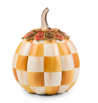 Harvest Glow Amber Check Pumpkin