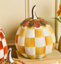 Harvest Glow Amber Check Pumpkin