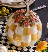 Harvest Glow Amber Check Pumpkin