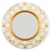 Mocha Check Round Enamel Wall Mirror
