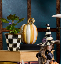 Orange Check and Stripe Petite Pumpkins, Set of 2