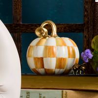 Orange Check and Stripe Petite Pumpkins, Set of 2