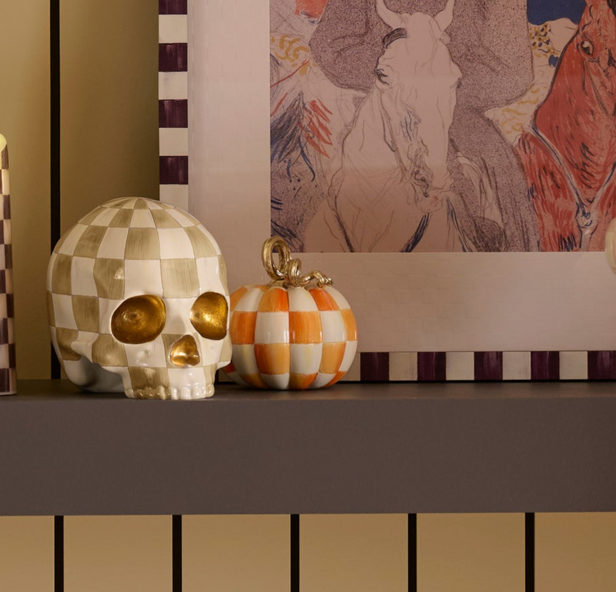 Orange Check and Stripe Petite Pumpkins, Set of 2