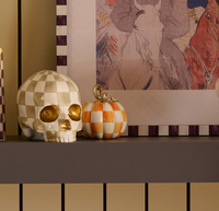 Orange Check and Stripe Petite Pumpkins, Set of 2