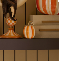 Orange Check and Stripe Petite Pumpkins, Set of 2