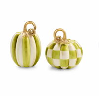 Moss Check and Stripe Petite Pumpkins, Set of 2