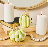 Moss Check and Stripe Petite Pumpkins, Set of 2