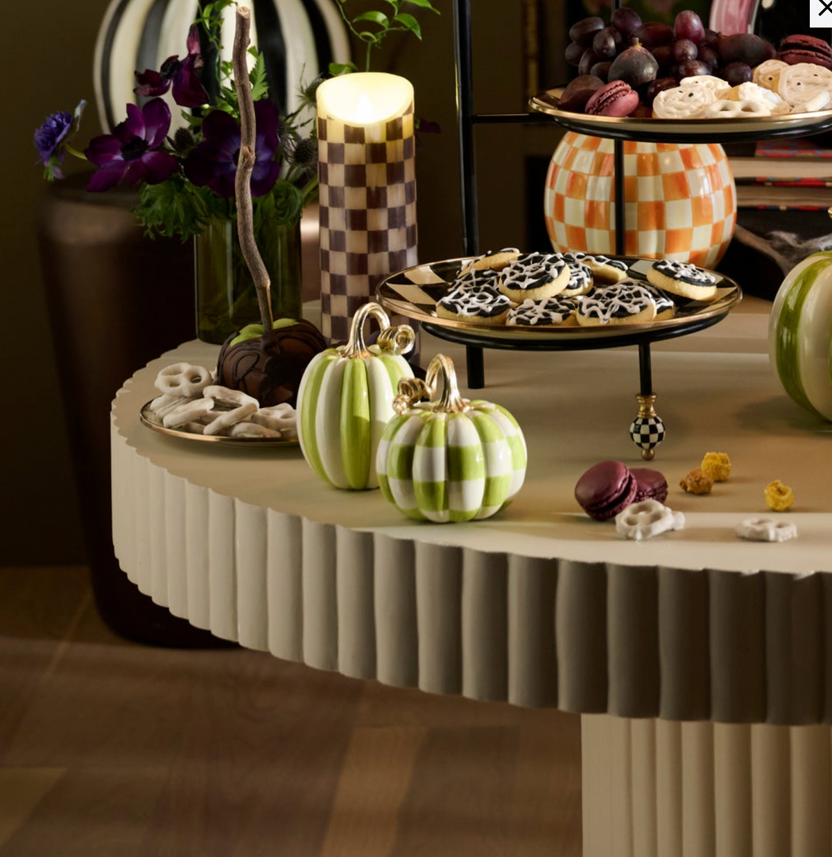 Moss Check and Stripe Petite Pumpkins, Set of 2