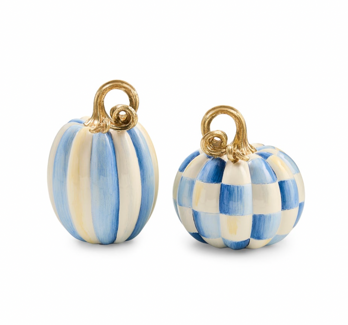 Royal Check and Stripe Petite Pumpkins, Set of 2